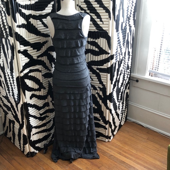 Max Studio Long Gray Layered Bodycon Dress Small - Picture 3 of 6